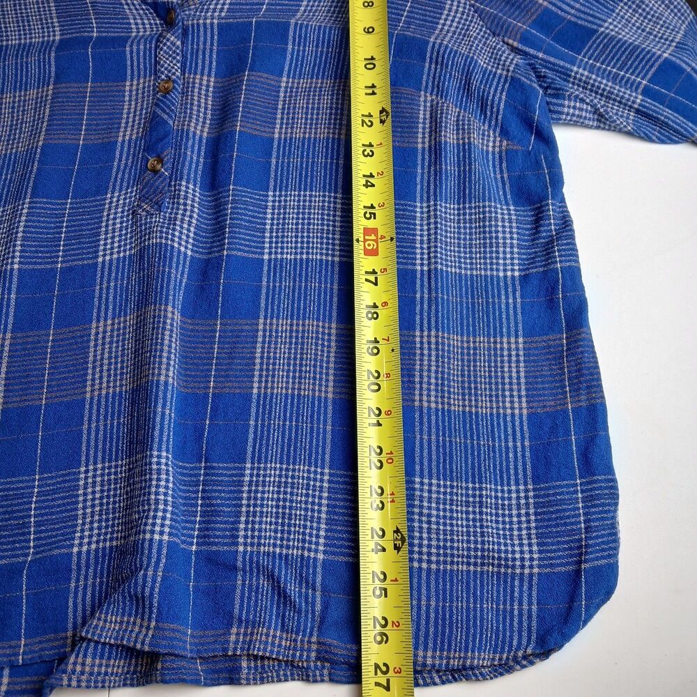 J Jill Womens XL Tunic Top Shirt Blue Plaid Henley Popover Long Sleeve Casual - Picture 11 of 13